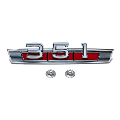 351 Engine Fender Script with Red Background, 1969-77 Ford Bronco