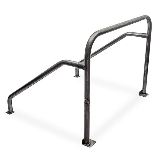 Black steel interior bar with 4-point mounting system, side view