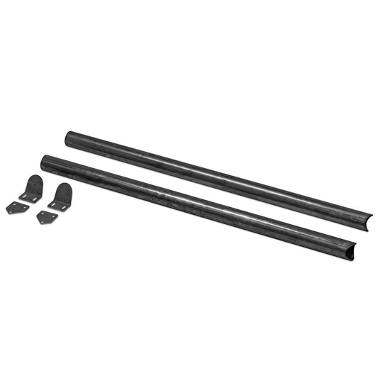 Bronco windshield frame support kit with black powder-coated finish, side view