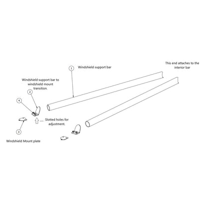 Windshield Frame Support Kit for "Standard" 4-Point Interior Bars, 1966-77 Ford Bronco