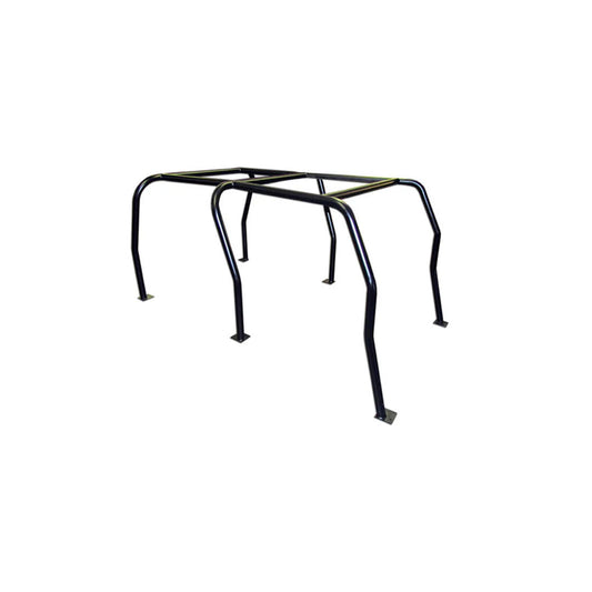 Black steel interior bar with six mounting points, side view