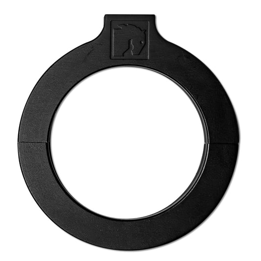 Black metal roll bar clamp with centered mount, side view