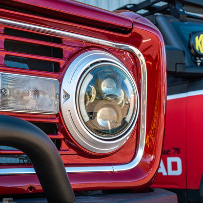 Billet Headlight Ring Bezels, Silver or Black Anodized, 1966-77 Ford Bronco