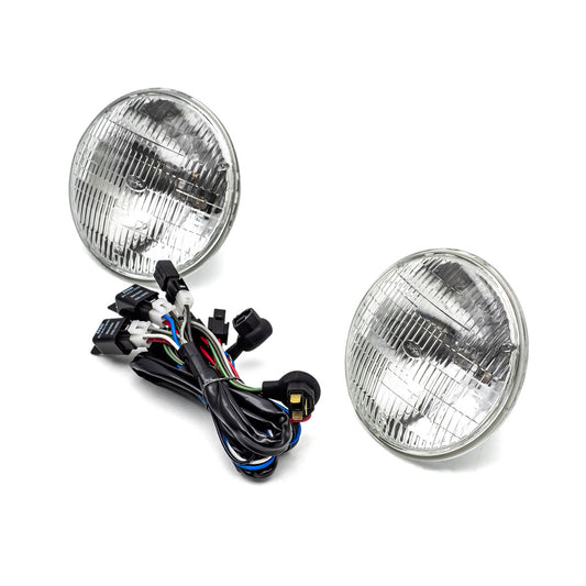 Halogen 7 inch Headlight Kit with FoMoCo Script & Wiring Harness, 1966-78 Ford Bronco & 1956-78 Ford Truck