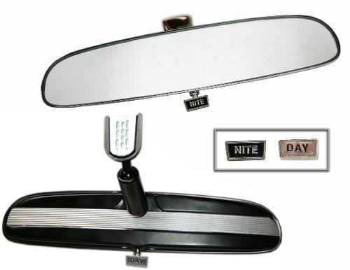 Rear View Mirror, BLACK w/Silver - Day/Night