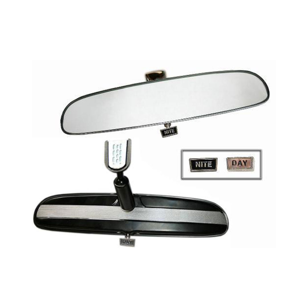 Rear View Mirror, BLACK w/Silver - Day/Night