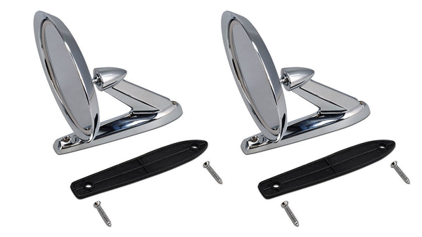 スモーク&ミラー Smoke &Mirrors V6 Round Chrome Side Mirror Pair, 1966-67 Ford Bronco