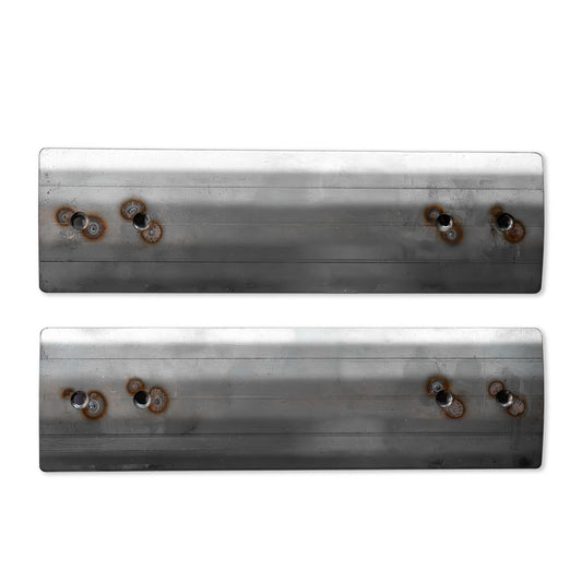 Bronze side mirror mounting plate with bolt holes, angled view