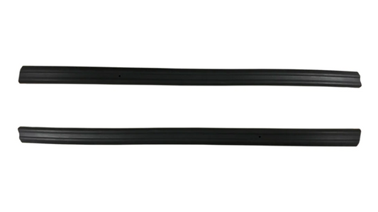 Black rubber side seals for soft top, angled view with mounting holes