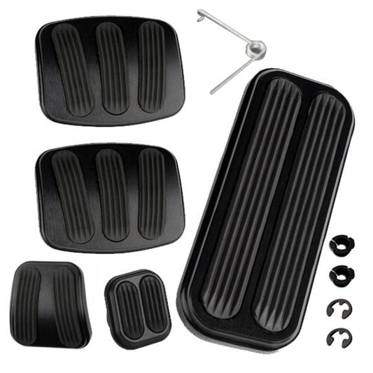 Black BILLET Pedal Pad Kit w/Rubber Inserts, Manual Trans