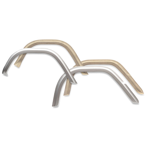 Black fiberglass fender flares with smooth finish, full set of four, side view