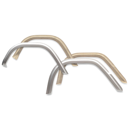 Black fiberglass fender flares with smooth finish, full set of four, side view