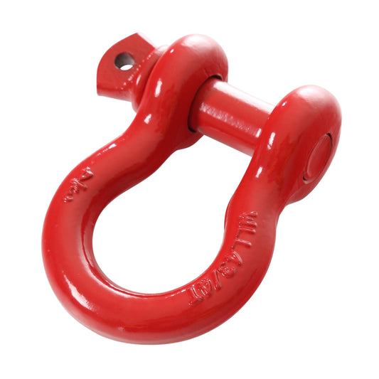 Red 3/4-inch recovery shackle with 4.75-ton capacity, side view