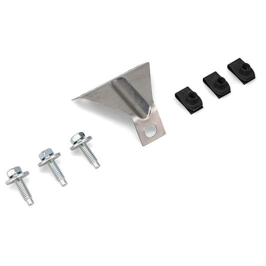 Bronze metal support brace with bolt holes, side view