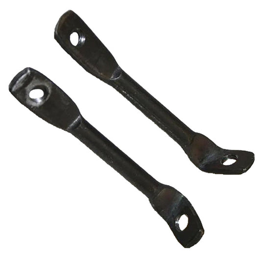Silver metal front fender support brackets for 1966-77 Ford Bronco, side view