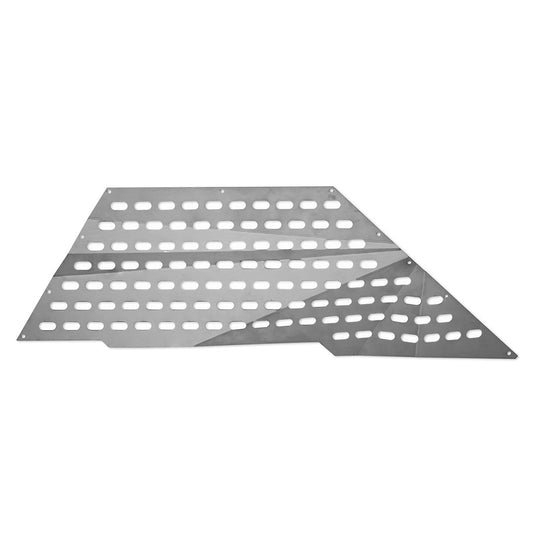 Bronze vented wheel well panel with mounting holes, side view
