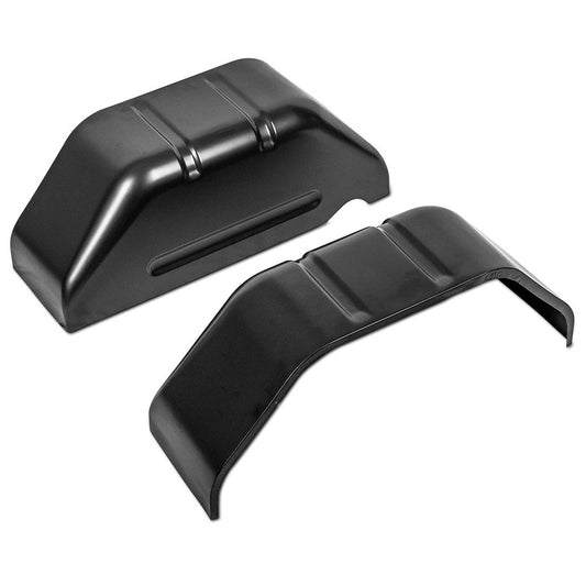 Pair of black steel wheel well tubs for classic Ford Bronco and truck models