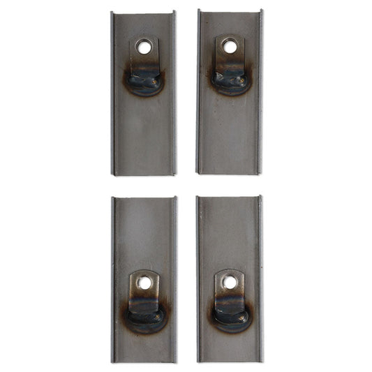 Set of four metal reinforcement brackets for Ford Bronco floor pan, side view