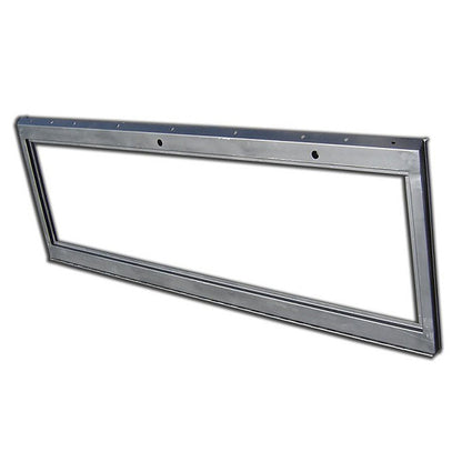 Black windshield frame with electric wipers, front view
