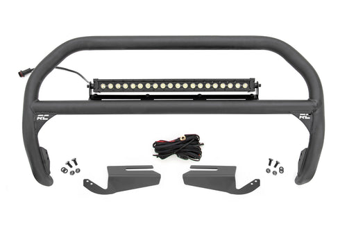 Nudge Bar w/20” Black Single Row LED Light Bar & DRL for OE Modular Bumper - 21-24 Bronco