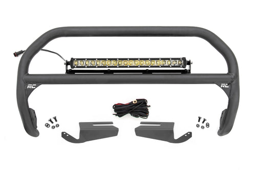 Nudge Bar w/20” Chrome Single Row LED Light Bar for OE Modular Bumper – 21-24 Bronco
