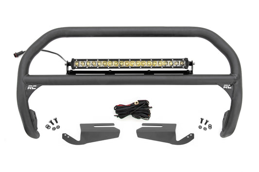 Nudge Bar w/20” Chrome Single Row LED Light Bar for OE Modular Bumper – 21-24 Bronco