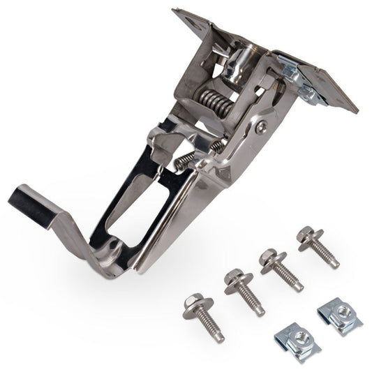 Stainless steel hood latch with OE-style design for Ford Bronco, side view