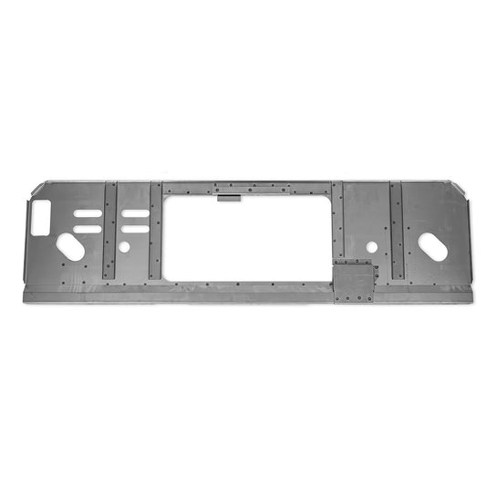 Bronze-painted radiator core support with mounting brackets, front view
