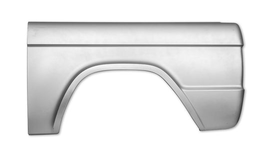 Black flared quarter panel with textured surface and mounting holes, side view