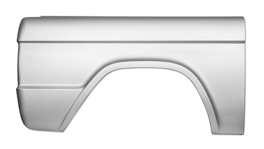 Black flared quarter panel with textured finish and bolt holes, side view