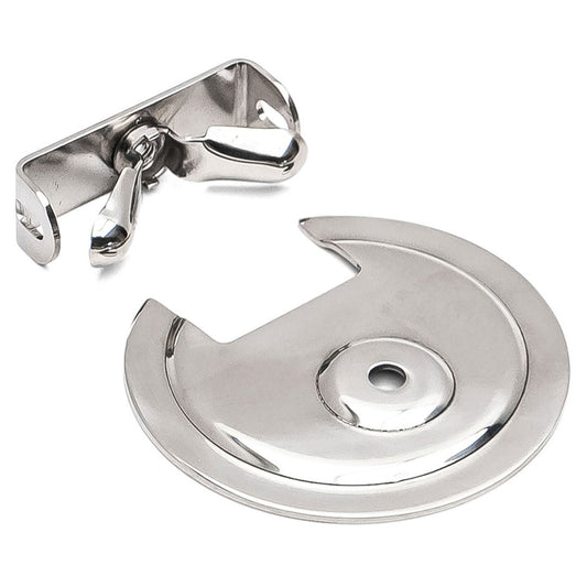 Stainless steel spare tire mounting plate with wingnut for Ford Bronco, side view
