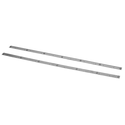 Steel bolt-down strip with mounting holes for quarter panels, side view