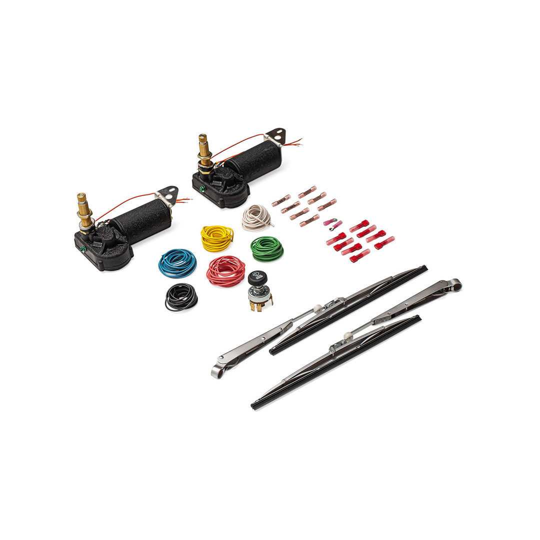 Dual Electric Wiper Motor Conversion Kit with Arms & Blades, 1966-77 Ford Bronco