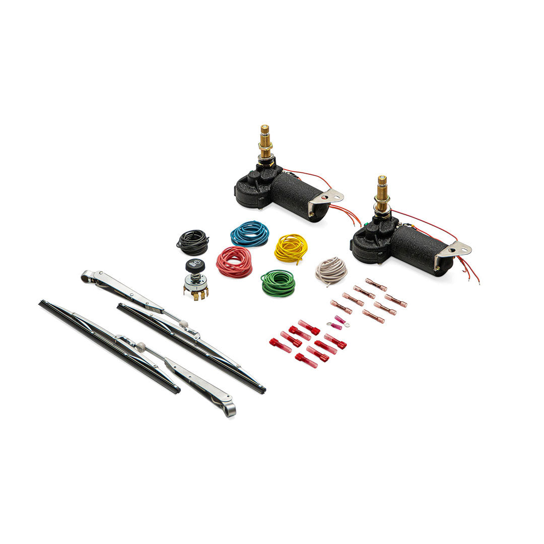 Dual Electric Wiper Motor Conversion Kit with Arms & Blades, 1966-77 Ford Bronco