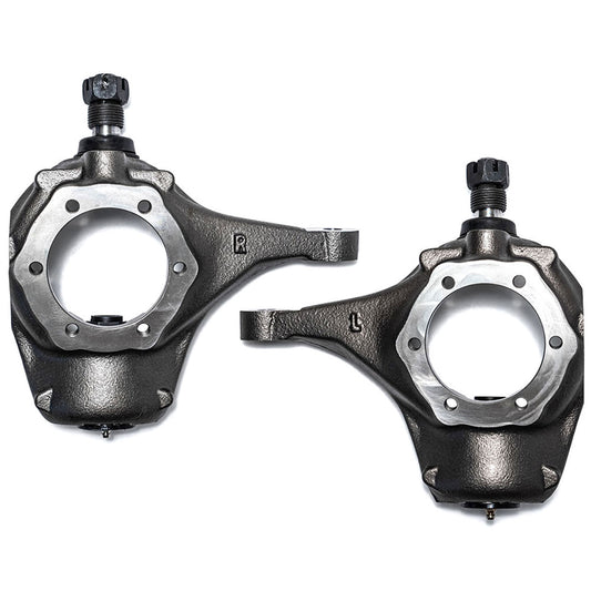 Silver steering knuckles for disc brake conversion, front view