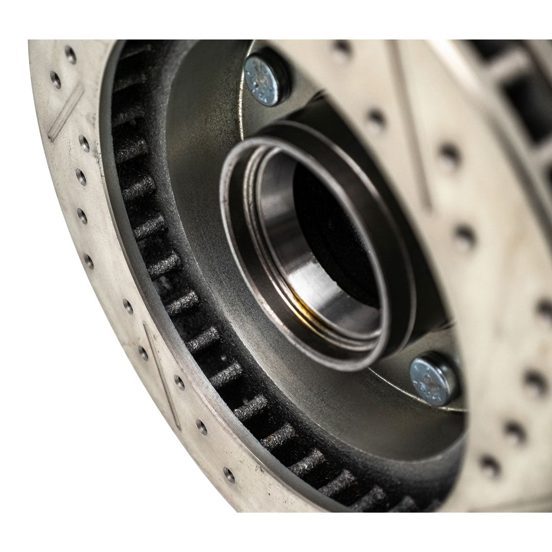 Driver Side Slotted & Drilled Disc Brake Hub and Rotor Assembly, 1966-92 Ford Bronco & 1975-89 Ford Truck