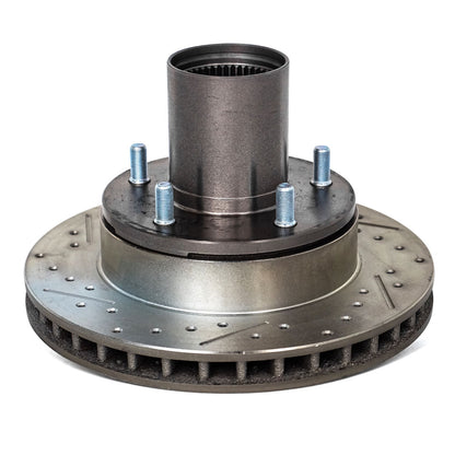 Driver Side Slotted & Drilled Disc Brake Hub and Rotor Assembly, 1966-92 Ford Bronco & 1975-89 Ford Truck