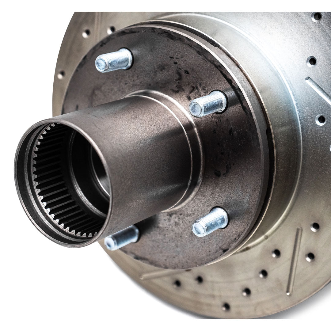 Driver Side Slotted & Drilled Disc Brake Hub and Rotor Assembly, 1966-92 Ford Bronco & 1975-89 Ford Truck