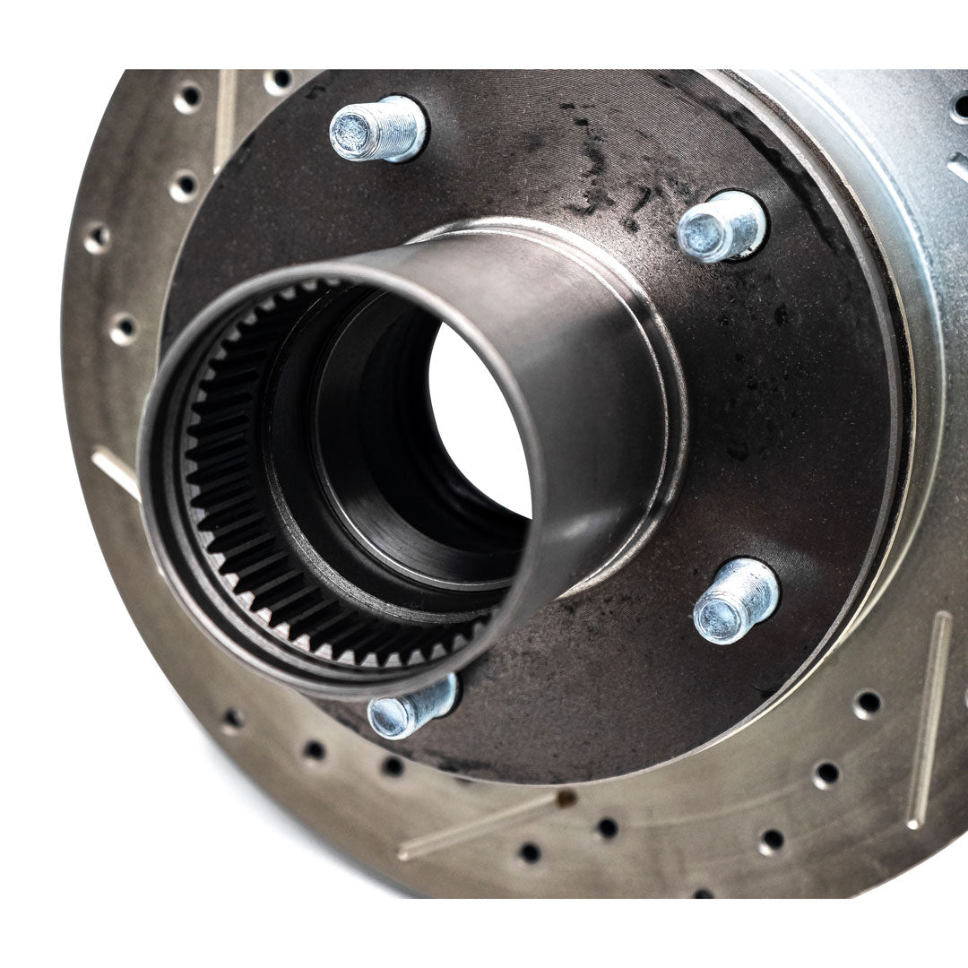 Driver Side Slotted & Drilled Disc Brake Hub and Rotor Assembly, 1966-92 Ford Bronco & 1975-89 Ford Truck