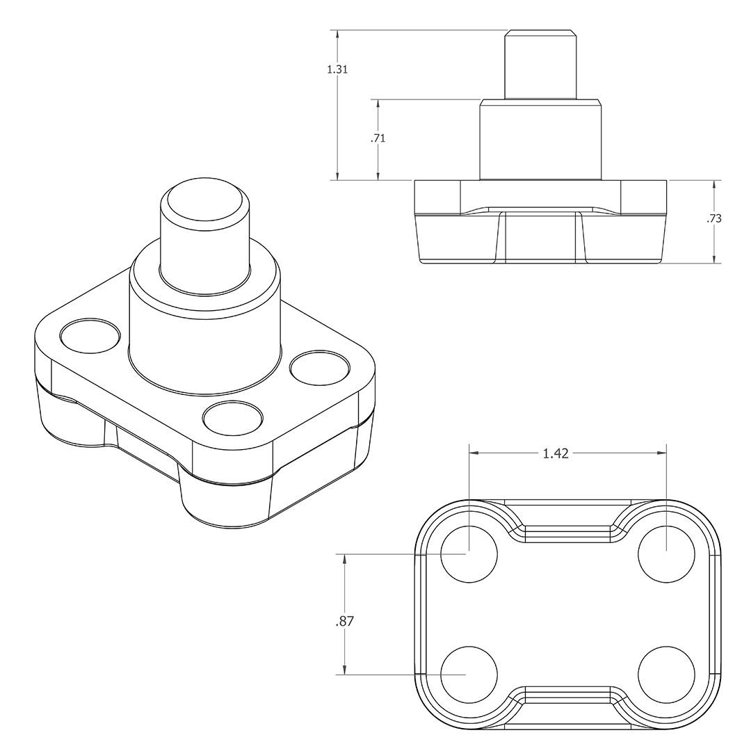 Closed Knuckle King Pin for Dana 44 and Smaller Front Axles