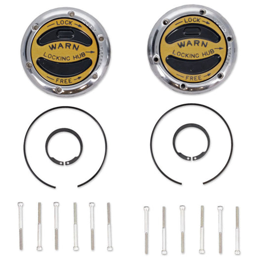 Black manual locking hubs for Dana 30/44 axles, close-up