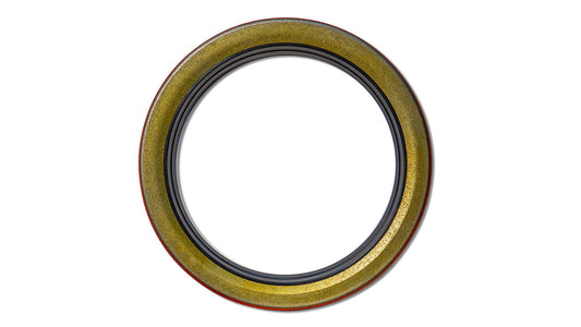 Bronze wheel hub seal with metal ring, close-up detail shot