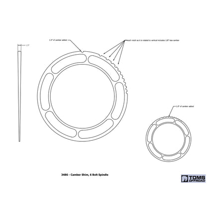 Camber Shim for 6 Bolt Spindle, Each