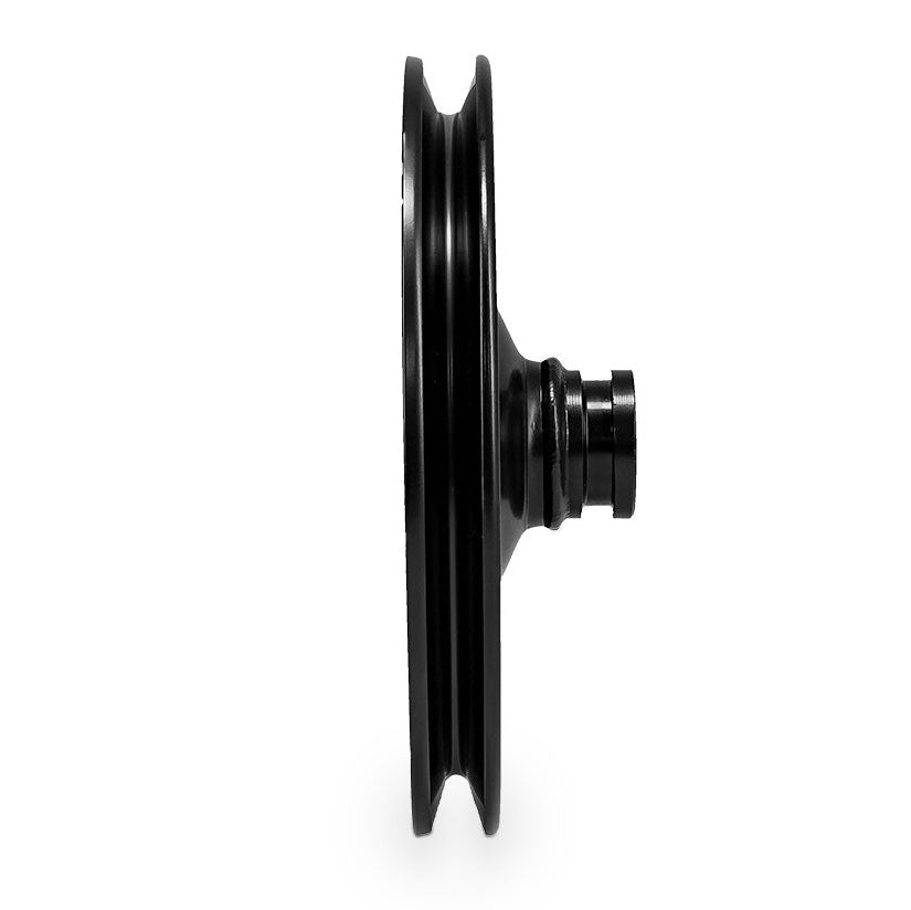 Steel power steering pump pulley with ribbed edges, front view