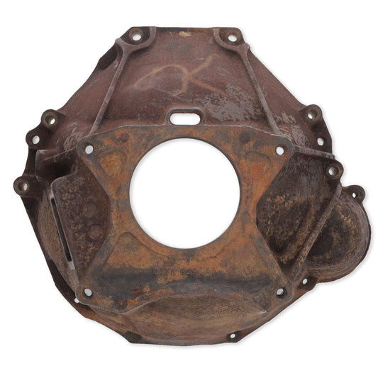 Used bronze clutch bell housing with mounting holes, side view