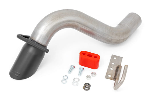 Stainless steel muffler delete kit with flanged connections for Ford Bronco, side view