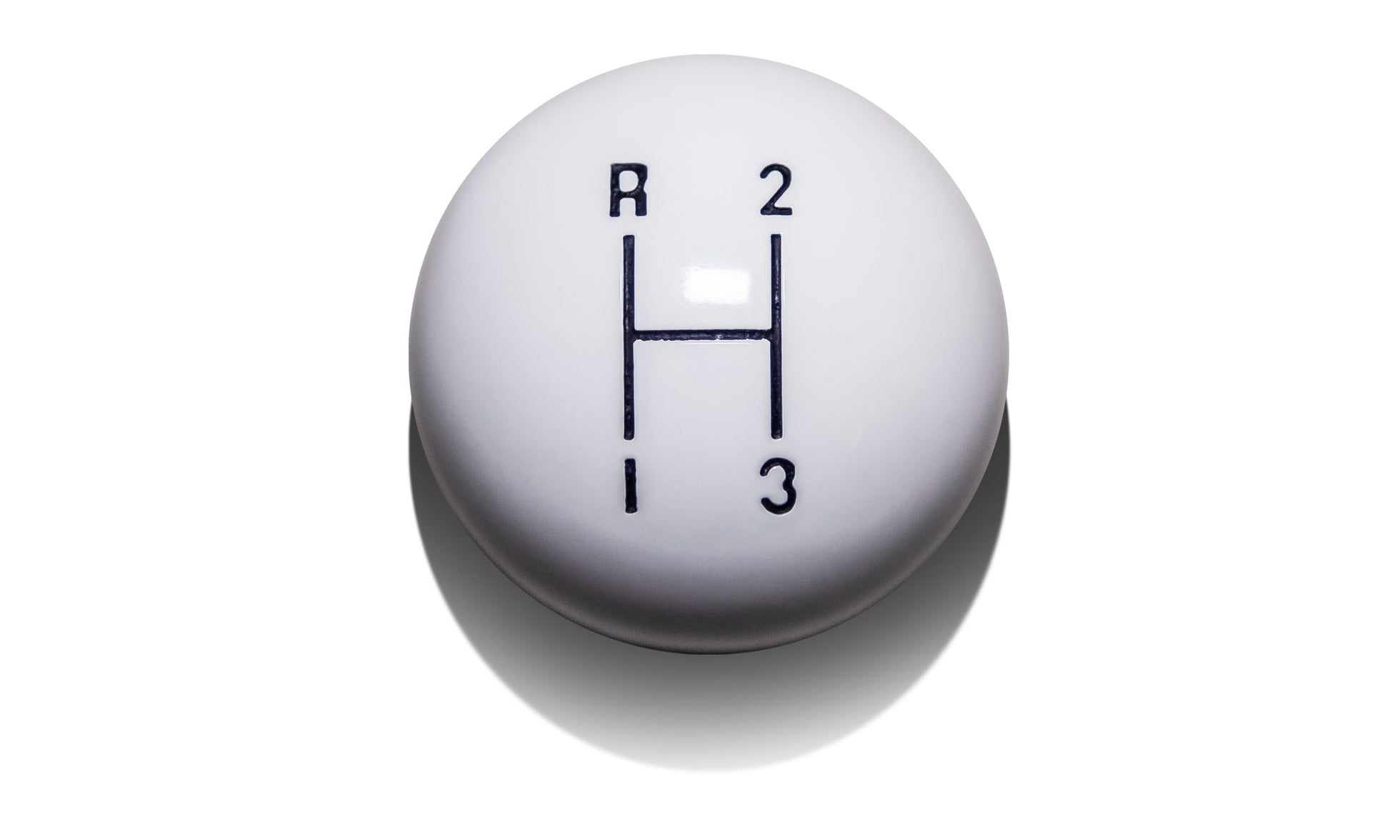 Hurst Shifter Knob, 3-spd, White, 3/8 coarse threads