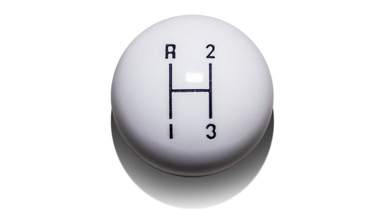 Hurst Shifter Knob, 3-spd, White, 3/8 coarse threads