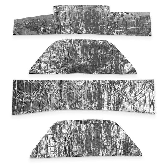 Black rubber wheel well insulation panel for classic Bronco, side view showing textured surface
