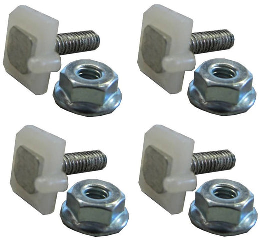 Chrome metal grille clips with threaded design, pack of four, front view